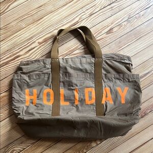 Holiday Brown Tote Bag with Orange Accents